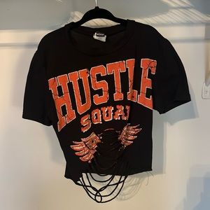 Black hustle crop top